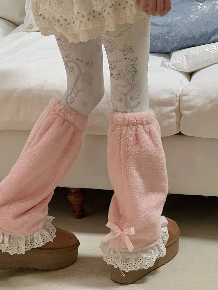 Faux Lace Leg Bow with Warmers Fur