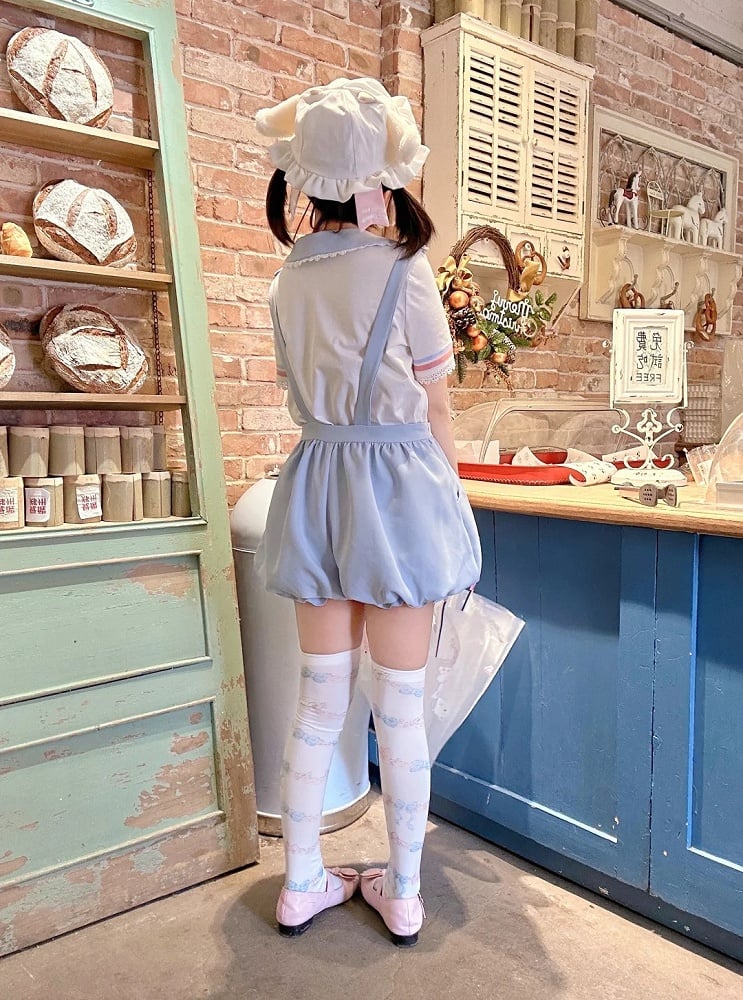 Shorts Bubble Shark Light Blue  Apron Design Overalls