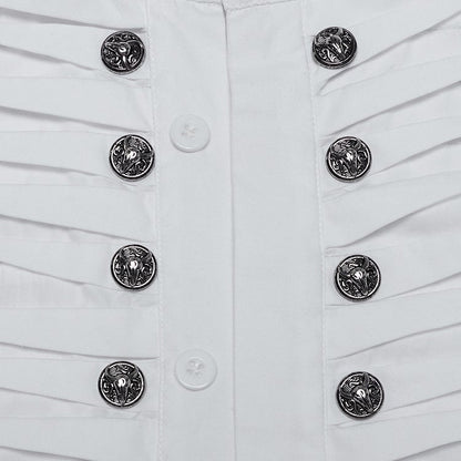 3D White Pleated Shirt Goth Men's
