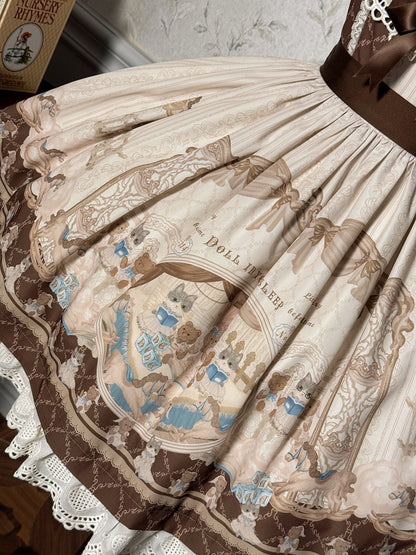 キティ＆テディ柄ブラウンスウィートロリータジャンパースカート