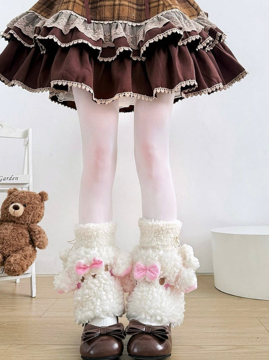 Fluffy Warmers Set (3-color) Combo Calf Leg + Sheep Socks