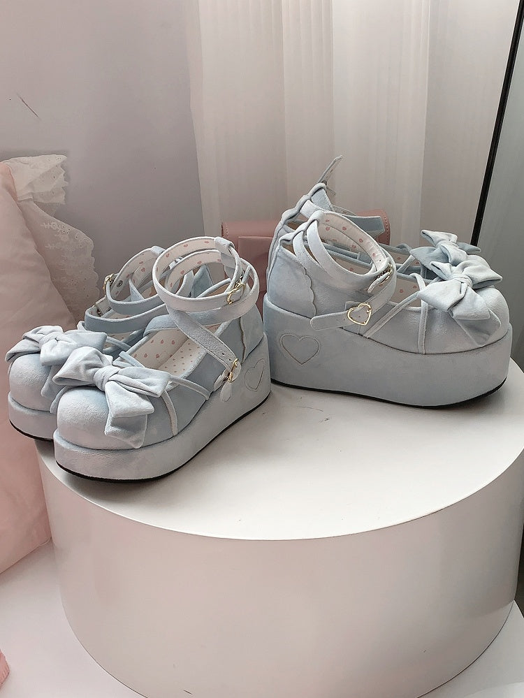 Lolita Mary Bow Blue Janes for Sweet Decor with Platform