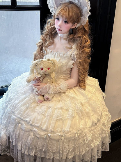 White Hanayome Lolita JSK with Bonnet & Full Set - White Sugar Girl