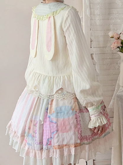 うさぎ耳バックチューリップセーラーカラー長袖ブラウス