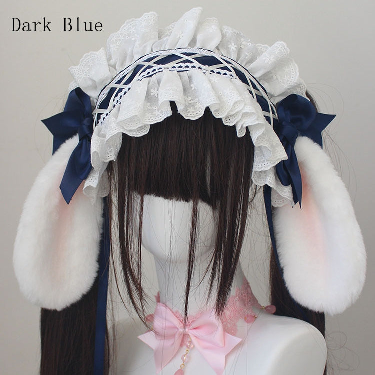 Lop Rabbit Ear Bowknot Details Lace Trim Hairband