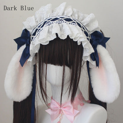 Lop Rabbit Ear Bowknot Details Lace Trim Hairband