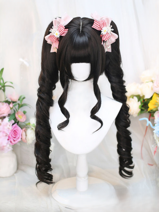 Ponytails Double Cut Curly Wig Short With Bob Black