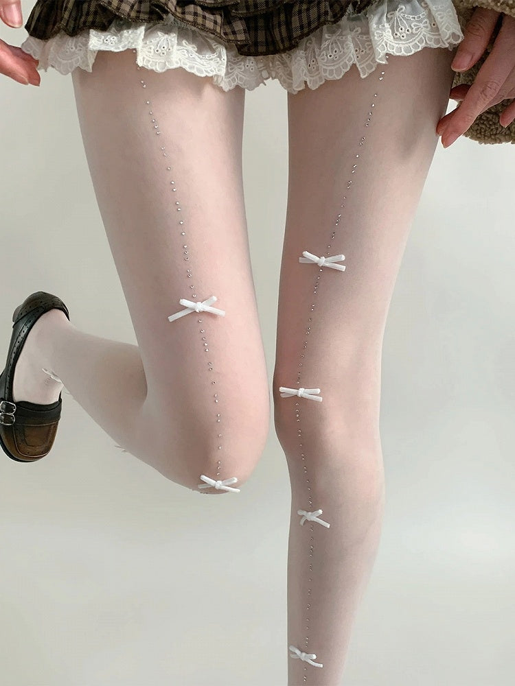 Pantyhose Sheer Rhinestone Detail Bow Colors) (5