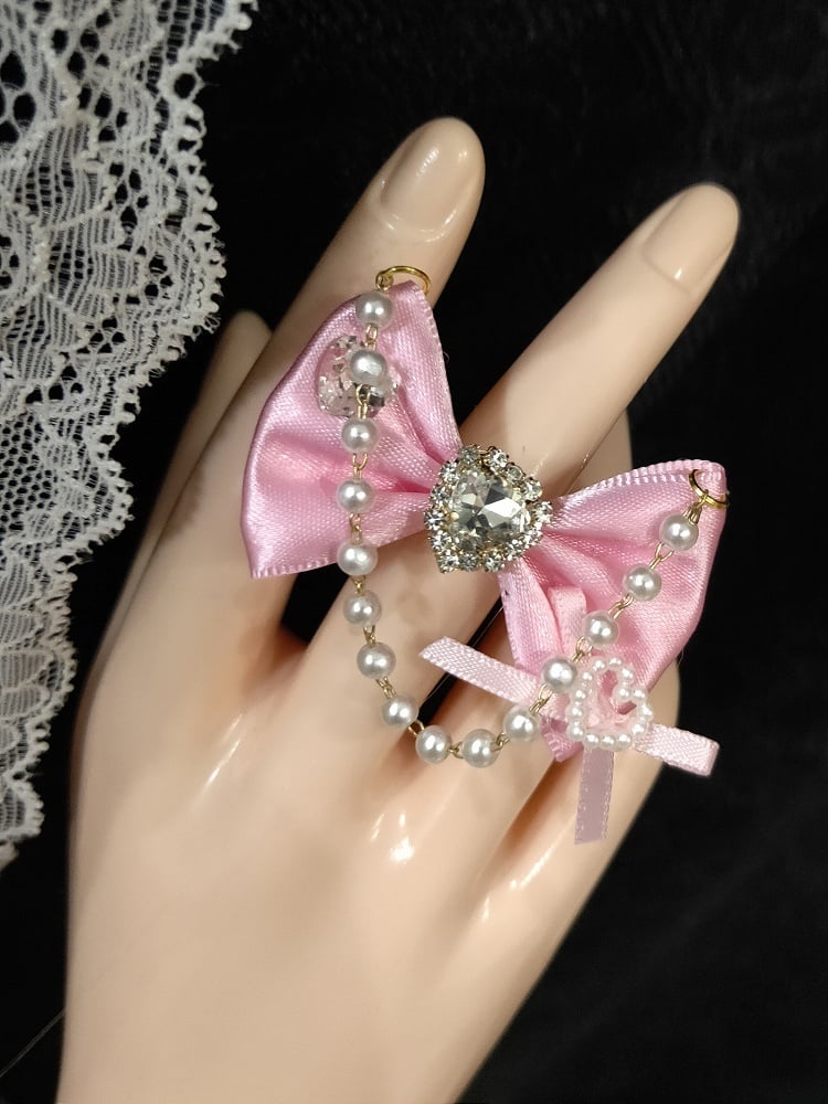Charm Herz Bowknot 5 Optionen Ring verziert Perlen