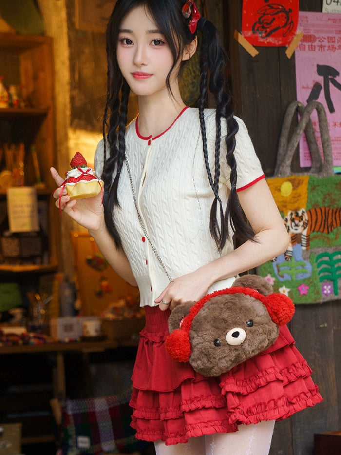 And Letter Suede Star With Backpack Detachable BlueBrown Bear A Embroidery Plushie