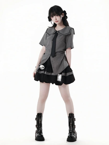 伸縮性のあるプラッシュパンダバブルスカートウエスト、カードホルダー付きブラック