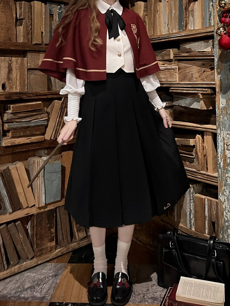 Sleeves Chiffon Blouse with Bishop Details Pleating Collar Shirt White