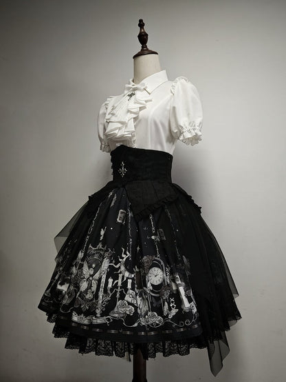 Short Gothic Jabot Sleeves with Detachable White Lolita Shirt