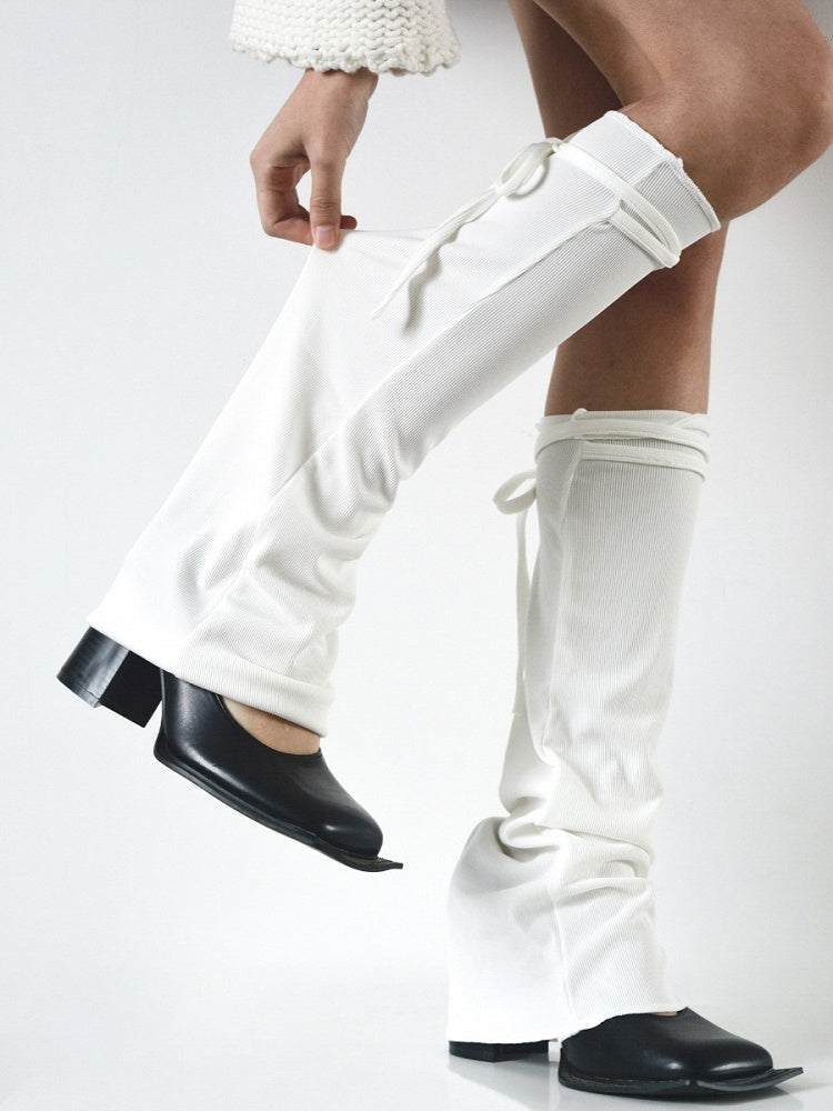 Black/White/Gray Thin Leg Design Strappy Warmers