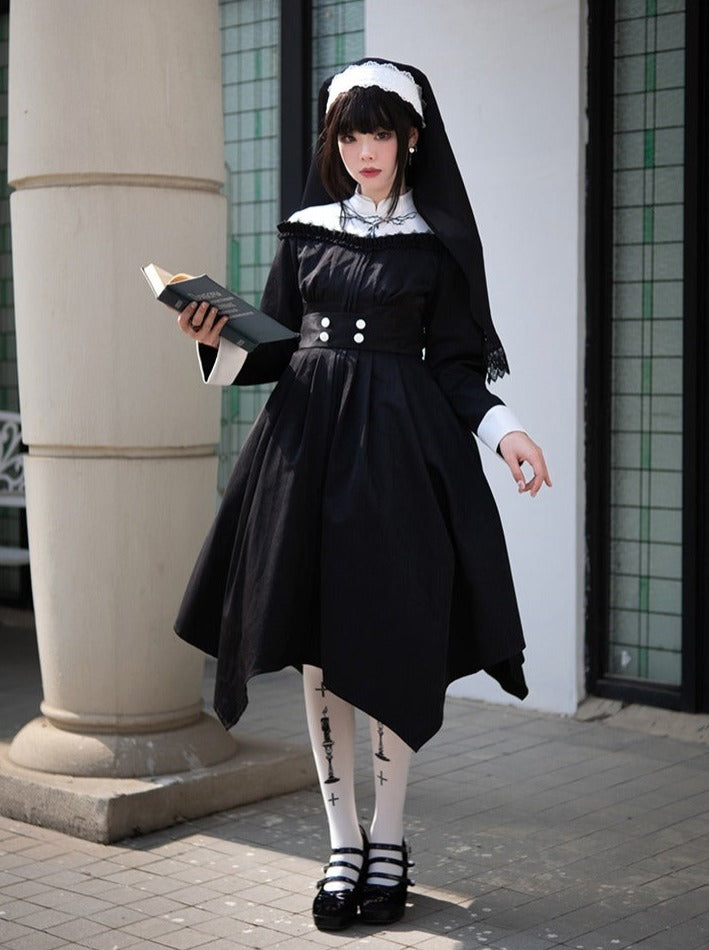 Puzzled Original Neck Dress Design Gothic