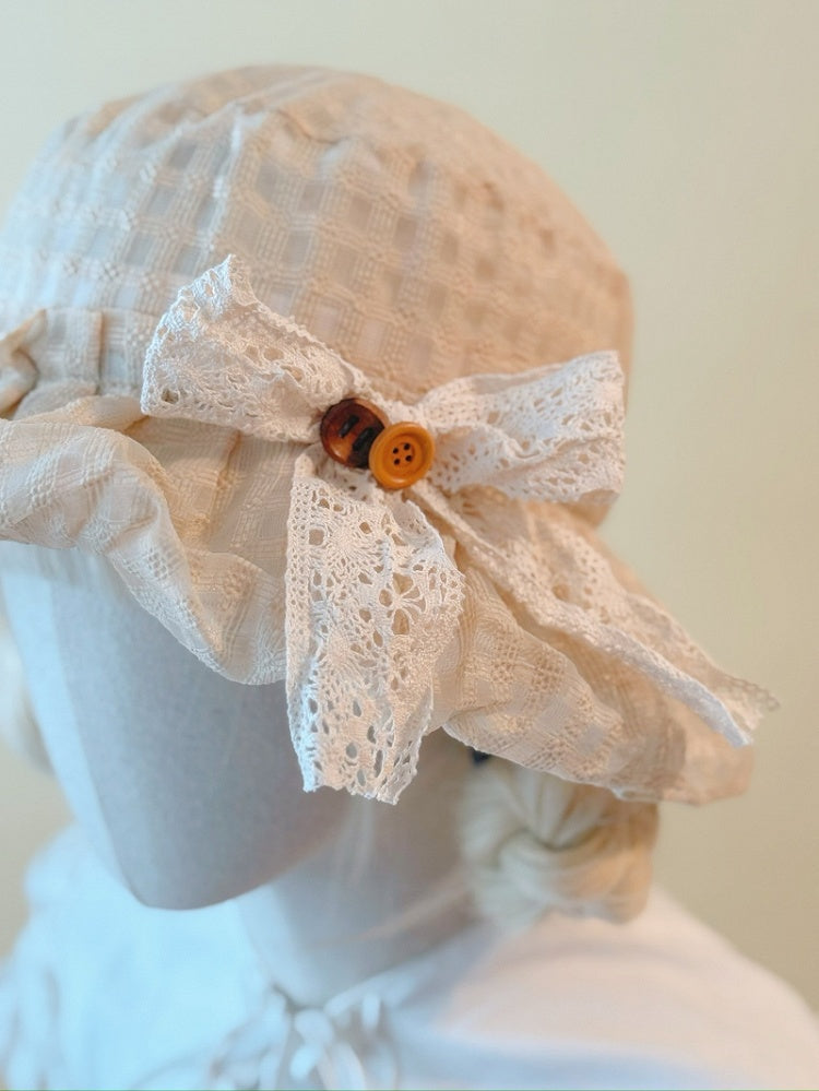 Bow Spring and Buttons Summer Decorated Lace for Hat Handmade
