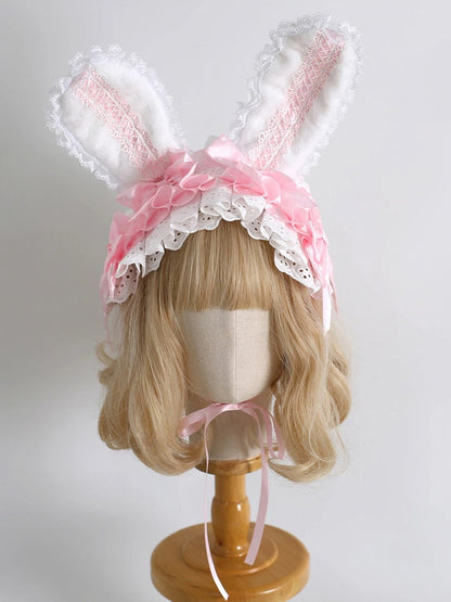 7-Color Lolita Dot Bunny Ear Design) (Polka Lace Fluffy Hairbands