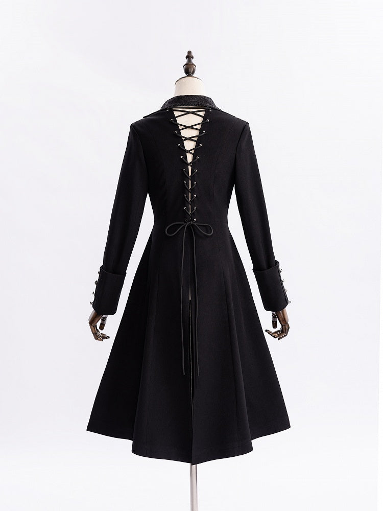 Aristocrat Ouji Coat with Jacquard Placket and Lace-Up Cutout Back - DevilInspired Exclusive Collection