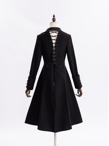 Aristocrat Ouji Coat with Jacquard Placket and Lace-Up Cutout Back - DevilInspired Exclusive Collection