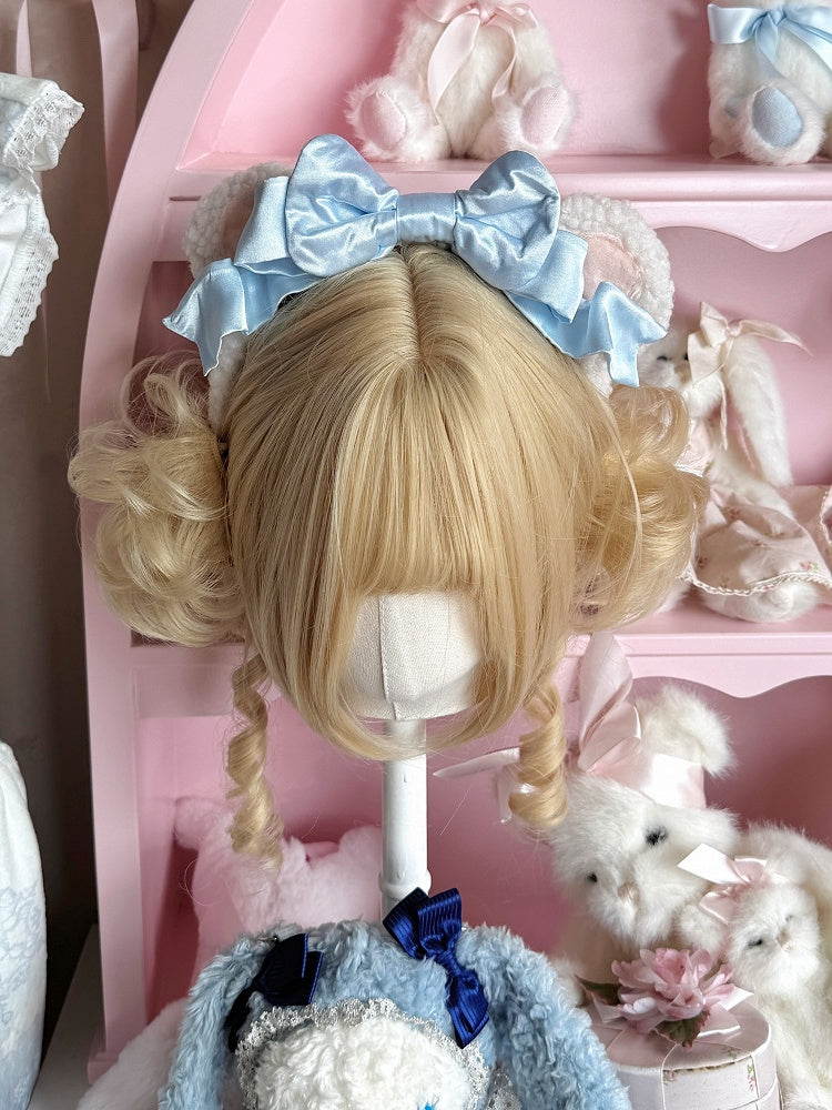 Sweet Lolita Fleece Bear Ears KC with Blue Bow