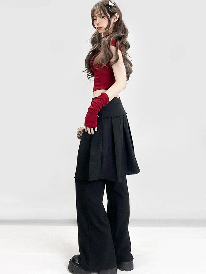 Flare Plissee Glamorous Bittersweet Silhouette Hose Schwarz Mit