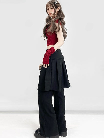 Flare Plissee Glamorous Bittersweet Silhouette Hose Schwarz Mit