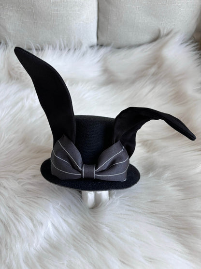 Black Bunny Ears Gothic Mini Hat