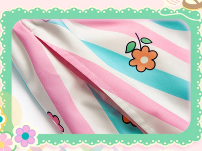 Rock mit Streifenmuster und Animalprint und geraffter Taille