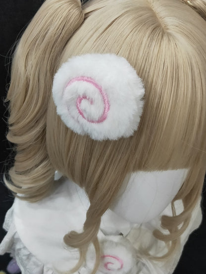 Hairclip WhitePink Plush