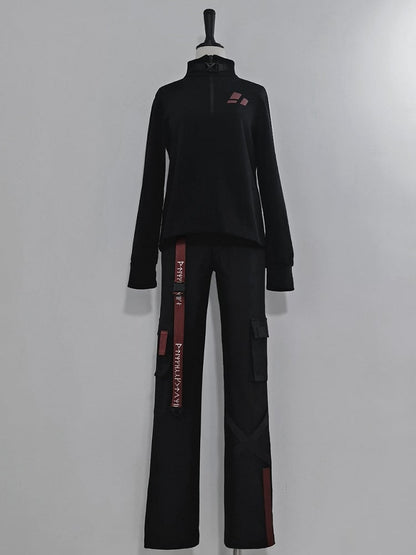 カーゴフューチャリスティックバックルストラップロリータテックウェア王子パンツブラック