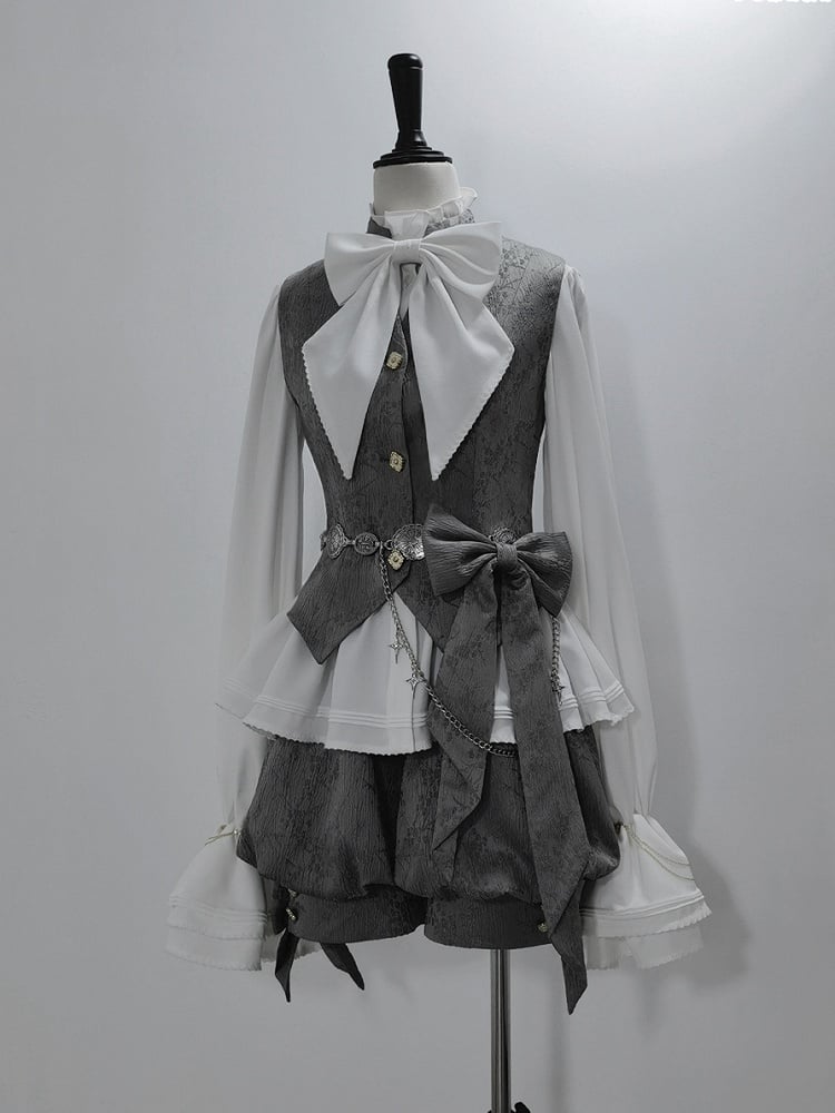 Prince Weste mit Stehkragen Grau Ouji Jacquard