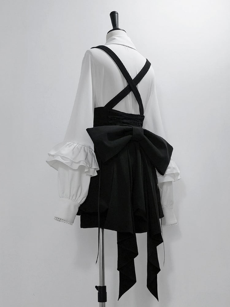 Taillenzug groß mit Schleife Ouji Overall schwarze hohe Lolita-Shorts