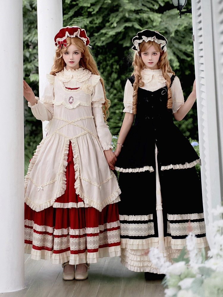 Detachable Pan with Beige Collar Blouse Peter Ruffle Sleeves Neckline