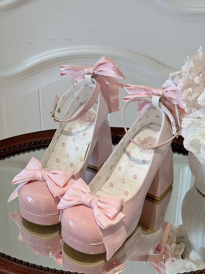 Shoes Mary Sweet Bowknot Round Pink Details Toe Janes Platform Lolita