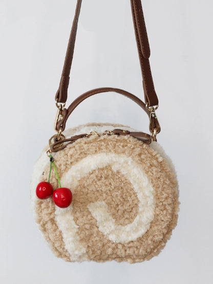 Sweet Style Round Dessert Shoulder Plush Brown Kawaii Lolita Light - Bag