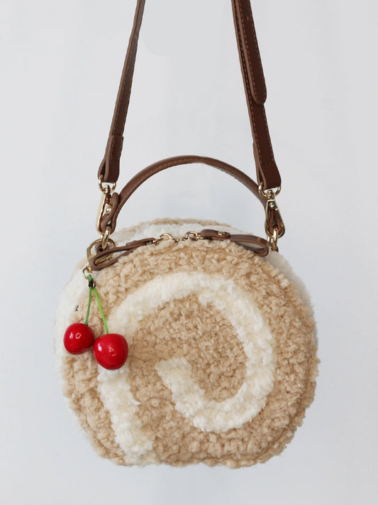 Sweet Style Round Dessert Shoulder Plush Brown Kawaii Lolita Light - Bag