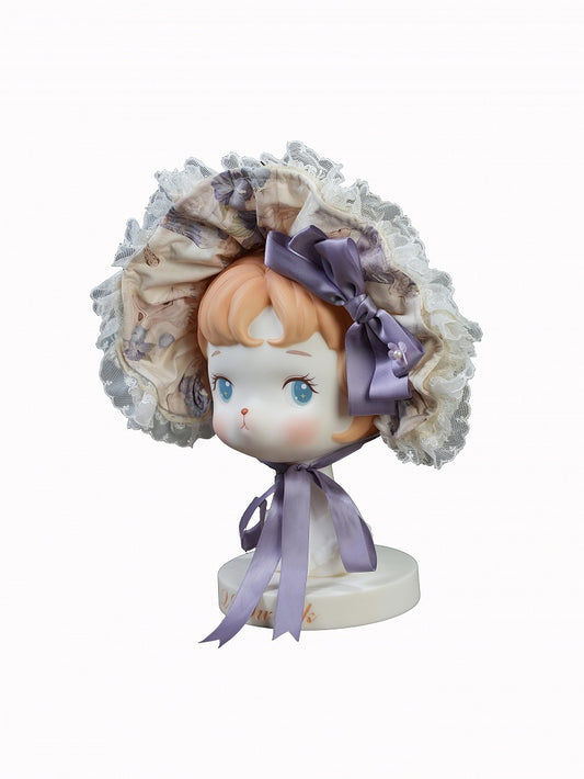 Lolita Purple Classic Floral Print Bonnet