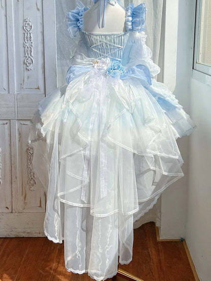 Rosa Grün Blau Schleppe Tüll Blumenmuster /