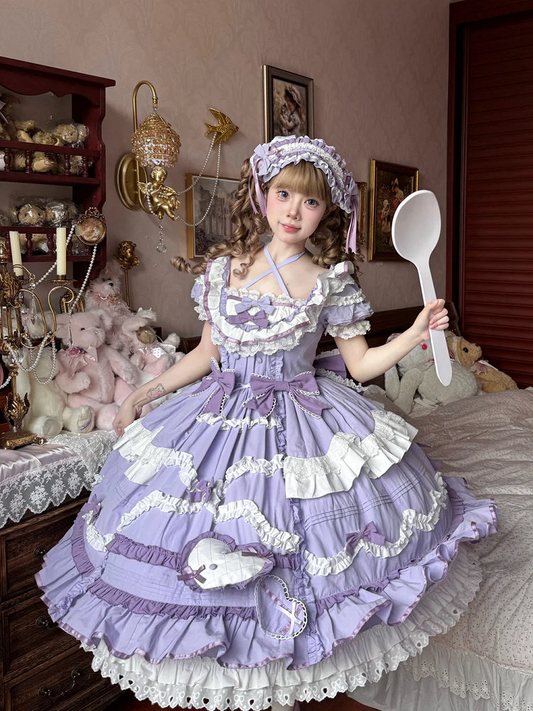 Gorgeous Old School Sizes Available Lolita Princess Purple Dress Plus Cotton