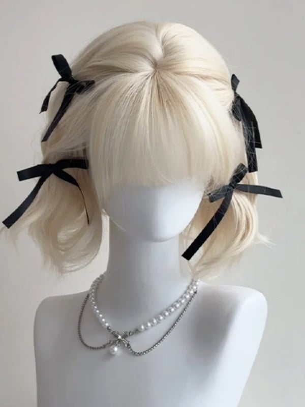 Air Wavy White 28CM Bangs Short Wig Pink/Creamy with