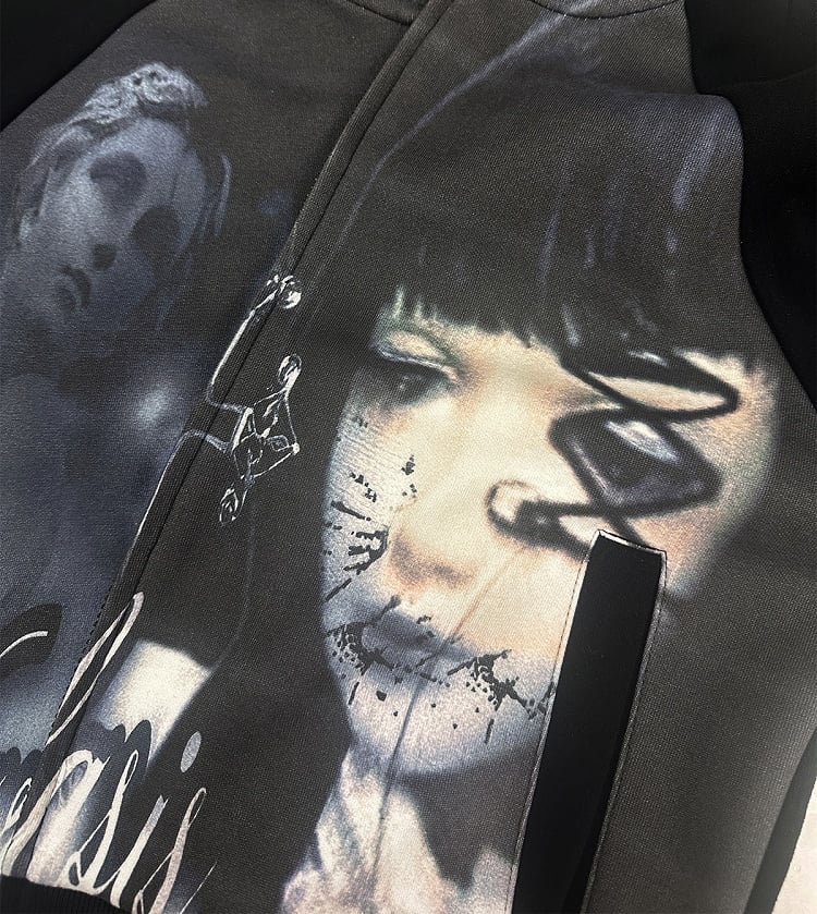 Schwarzer Emo Punk Spooky Girl Kapuzenpullover