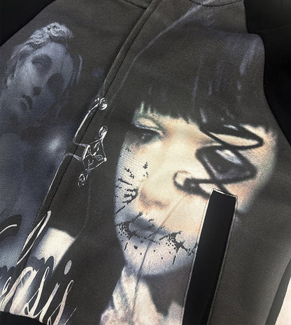 Schwarzer Emo Punk Spooky Girl Kapuzenpullover