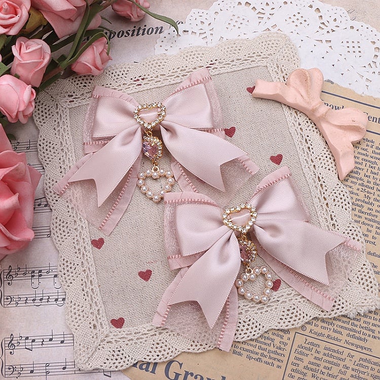 6 Heart Hairclip Options Kei Jirai Color Bowknot Charm