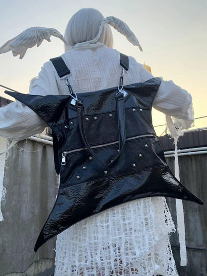 ゴシックパンクスタッズブラック四角星バッグ