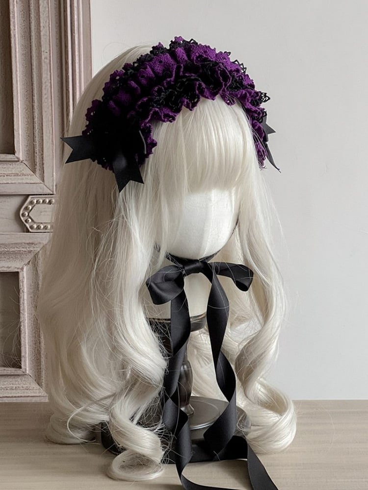 Color Blocked Hairband Color Options 9 Lace Lolita Multi-layer –