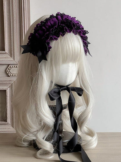 Color Blocked Hairband Color Options 9 Lace Lolita Multi-layer –