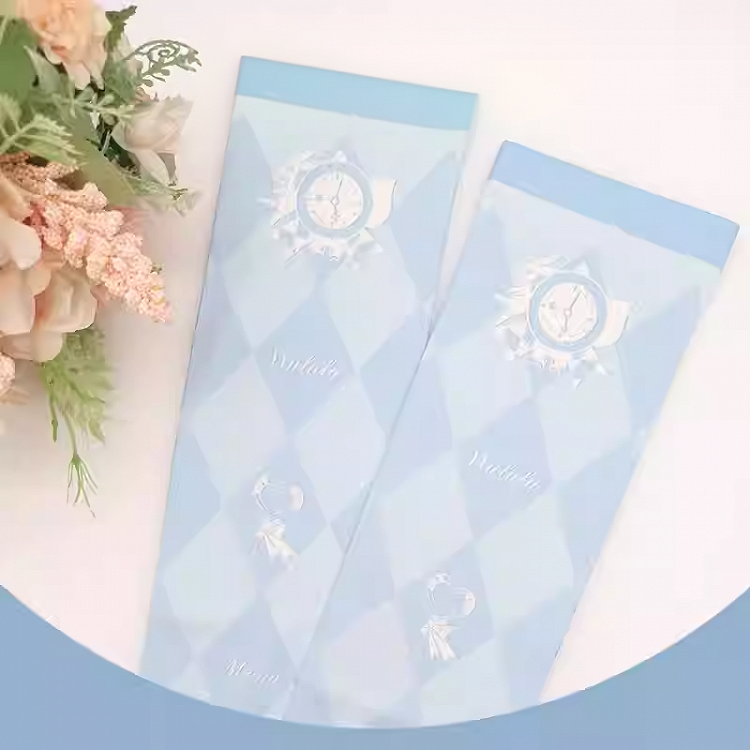 Alice in Wonderland Vibes Blue Diamond Pattern Over Knee Stockings