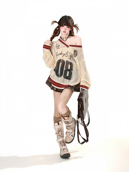 Faltenrock im modischen Stil mit Schnallengürtel und freiem Plaid Preppy Coffee Millard