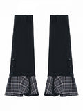 Black & Gray Plaid Flared Arm Warmers - PINK SAVIOR