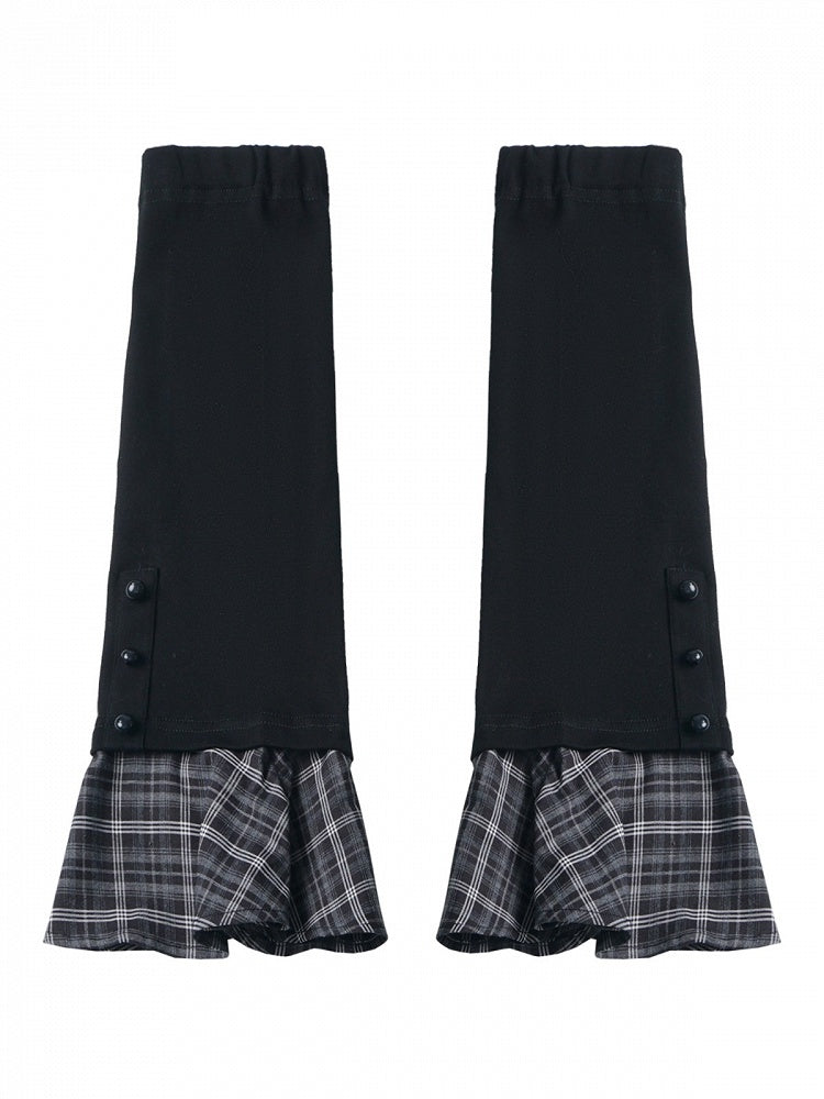 Black & Gray Plaid Flared Arm Warmers - PINK SAVIOR